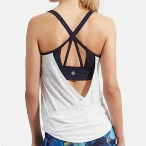 Athleta Full Force Tank Top (Size S, white with navy straps, excellent used cond